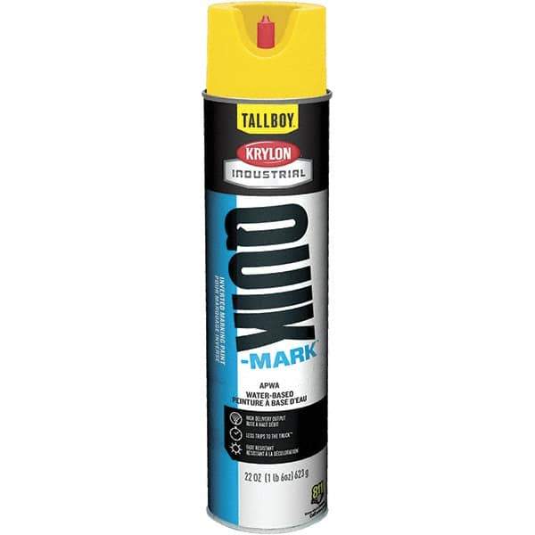 Krylon - 25 fl oz Yellow Marking Paint - 35 to 71 Sq Ft Coverage, Water-Based Formula - USA Tool & Supply