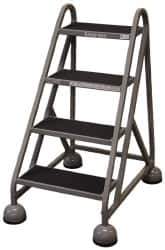 Cotterman - 42" 4 Step MasterStep Rolling Office Ladder - Assembled, 450 Lb Capacity, 36" Platform Height, 26" Base Width x 39" Base Depth, Rubber Matted - USA Tool & Supply