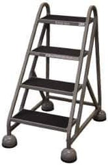 Cotterman - 42" 4 Step MasterStep Rolling Office Ladder - Assembled, 450 Lb Capacity, 36" Platform Height, 26" Base Width x 39" Base Depth, Rubber Matted - USA Tool & Supply