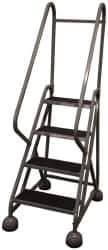 Cotterman - 42" 4 Step MasterStep Rolling Office Ladder - Assembled, 450 Lb Capacity, 36" Platform Height, 26" Base Width x 39" Base Depth, Rubber Matted - USA Tool & Supply