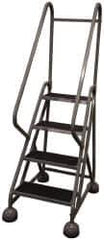 Cotterman - 42" 4 Step MasterStep Rolling Office Ladder - Assembled, 450 Lb Capacity, 36" Platform Height, 26" Base Width x 39" Base Depth, Rubber Matted - USA Tool & Supply