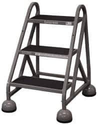 Cotterman - 33" 3 Step MasterStep Rolling Office Ladder - Assembled, 450 Lb Capacity, 27" Platform Height, 25" Base Width x 34" Base Depth, Rubber Matted - USA Tool & Supply