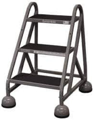 Cotterman - 33" 3 Step MasterStep Rolling Office Ladder - Assembled, 450 Lb Capacity, 27" Platform Height, 25" Base Width x 34" Base Depth, Rubber Matted - USA Tool & Supply