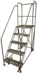 Cotterman - 86" 5 Step Rolling Work Platform - Assembled, 800 Lb Capacity, 50" Platform Height, 40" Base Width x 70" Base Depth, Serrated Steel - USA Tool & Supply