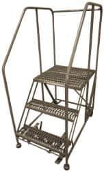 Cotterman - 60" 3 Step Rolling Work Platform - Assembled, 800 Lb Capacity, 30" Platform Height, 28" Base Width x 43" Base Depth, Serrated Steel - USA Tool & Supply