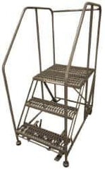 Cotterman - 60" 3 Step Rolling Work Platform - Assembled, 800 Lb Capacity, 30" Platform Height, 28" Base Width x 43" Base Depth, Serrated Steel - USA Tool & Supply