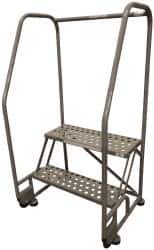 Cotterman - 50" 2 Step TiltNRoll Rolling Ladder - Assembled, 450 Lb Capacity, 20" Platform Height, 28" Base Width x 24" Base Depth, Perforated Tread - USA Tool & Supply