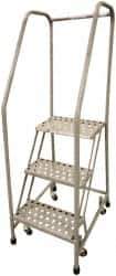 Cotterman - 60" 3 Step Rolling Warehouse Ladder - Assembled, 450 Lb Capacity, 30" Platform Height, 30" Base Width x 26" Base Depth, Perforated Tread - USA Tool & Supply