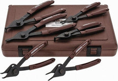 Paramount - 6 Piece, 3/8 to 1-3/4" Bore, 1/8 to 1-7/16" Shaft, Internal/External Retaining Ring Pliers Set - 0.038 to 0.07" Tip Diam Range - USA Tool & Supply