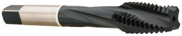 Accupro - #10-24 3 Flute 2B/3B Modified Bottoming Spiral Flute Tap - Vanadium High Speed Steel, Nitride Finish, 2-3/8" OAL, Right Hand Flute, Right Hand Thread, H3 - USA Tool & Supply