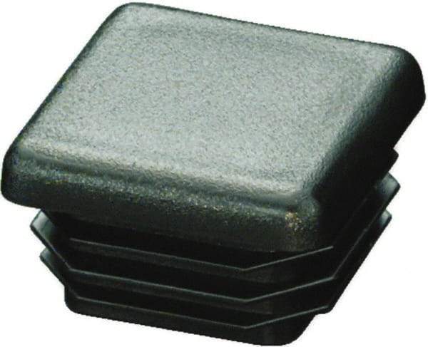 Caplugs - Square Finishing Plug for 10 to 14 Gauge Panels, for 2" Tube Diam - 0.52" Deep, Low-Density Polyethylene, Black - USA Tool & Supply