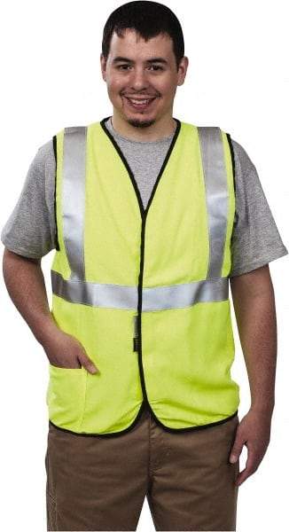 OccuNomix - Size L Flame Resistant/Retardant Yellow Solid General Purpose Vest - 40 to 42" Chest, ANSI 107-2015, ASTM F1506, ATPV=5.4 cal/Sq cm, NFPA 70E/HRC=1, Hook & Loop Closure, 1 Pocket, Modacrylic/Aramid Blend - USA Tool & Supply