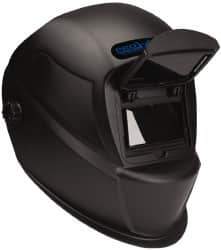 PRO-SAFE - 3-21/32" Window Width x 1-3/4" Window Height, 10 Shade Fixed Shade Lens, Front Lift Welding Helmet - Black Nylon Clear Lens - USA Tool & Supply