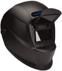 PRO-SAFE - 3-21/32" Window Width x 1-3/4" Window Height, 10 Shade Fixed Shade Lens, Front Lift Welding Helmet - Black Nylon Clear Lens - USA Tool & Supply