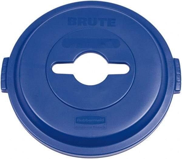 Rubbermaid - Round Lid for Use with 32 Gal Round Recycle Containers - Blue, Plastic, For 2632 Brute Trash Cans - USA Tool & Supply