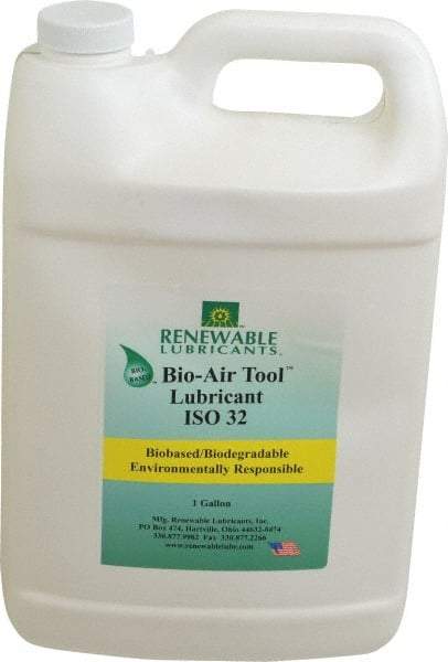 Renewable Lubricants - 1 Gal Bottle, ISO 32, Air Tool Oil - -22°F to 250°, 29.33 Viscosity (cSt) at 40°C, 7.34 Viscosity (cSt) at 100°C, Series Bio-Air - USA Tool & Supply