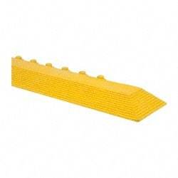 Wearwell - 39" Long x 3" Wide x 5/8" Thick, Anti-Fatigue Modular Matting Ramp Edge - Male, Yellow, For Dry & Wet Areas, Series 572 - USA Tool & Supply