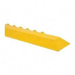 Wearwell - 39" Long x 3" Wide x 5/8" Thick, Anti-Fatigue Modular Matting Ramp Edge - Male, Yellow, For Dry & Wet Areas, Series 572 - USA Tool & Supply