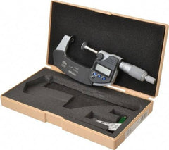 Mitutoyo - 1 to 2 Inch, Ratchet Stop Thimble, IP65 Water Resistance, Electronic Disc Micrometer - 0.0002 Inch Accuracy, 20mm Disc, 0.00005 Inch Resolution - USA Tool & Supply