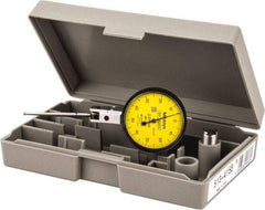 Mitutoyo - 1 mm Range, 0.01 mm Dial Graduation, Horizontal Dial Test Indicator - 1.5748 Inch Yellow Dial, 0-50-0 Dial Reading, Accurate to 0.01 Inch - USA Tool & Supply