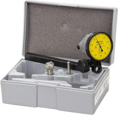 Mitutoyo - 0.2 mm Range, 0.002 mm Dial Graduation, Vertical Dial Test Indicator - 1.5748 Inch Yellow Dial, 0-100-0 Dial Reading, Accurate to 0.003 Inch - USA Tool & Supply