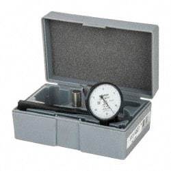 Mitutoyo - 0.008 Inch Range, 0.01 mm Dial Graduation, Vertical Dial Test Indicator - 1.5748 Inch White Dial, 0-40-0 Dial Reading, Accurate to 0.0001 Inch - USA Tool & Supply