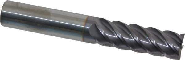 Niagara Cutter - 3/4", 2-1/4" LOC, 3/4" Shank Diam, 5" OAL, 5 Flute, Solid Carbide Square End Mill - Single End, TiAlN Finish, Spiral Flute, 45° Helix, Centercutting, Right Hand Cut, Right Hand Flute, Series S545 - USA Tool & Supply