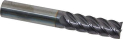 Niagara Cutter - 3/4", 2-1/4" LOC, 3/4" Shank Diam, 5" OAL, 5 Flute, Solid Carbide Square End Mill - Single End, TiAlN Finish, Spiral Flute, 45° Helix, Centercutting, Right Hand Cut, Right Hand Flute, Series S545 - USA Tool & Supply