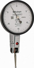 Mitutoyo - 0.03 Inch Range, 0.0005 Inch Dial Graduation, Horizontal Dial Test Indicator - 1.5748 Inch White Dial, 0-15-0 Dial Reading, Accurate to 0.0005 Inch - USA Tool & Supply
