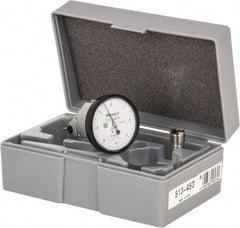Mitutoyo - 0.008 Inch Range, 0.0001 Inch Dial Graduation, Vertical Dial Test Indicator - 1.5748 Inch White Dial, 0-4-0 Dial Reading, Accurate to 0.0001 Inch - USA Tool & Supply