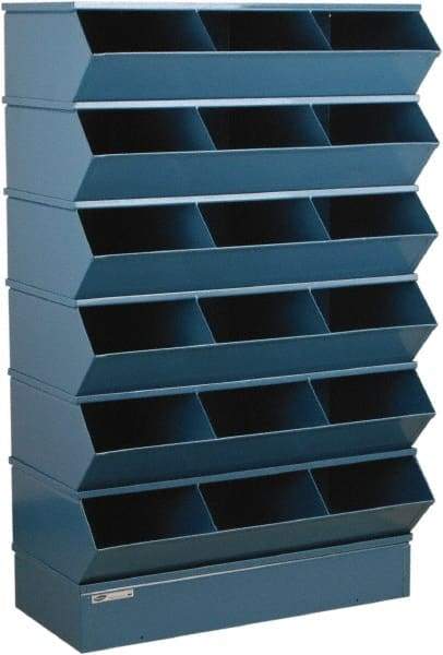 Stackbin - 6 Bin, Shelving Unit with Openings & Base - 37" Wide x 63" High - USA Tool & Supply