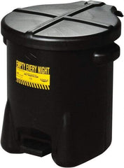 Eagle - 14 Gallon Capacity, HDPE Waste Can with Foot Lever - 18 Inch Long x 22 Inch Wide/Diameter x 21 Inch High, Black, Foot or Hand Operated, Approved FM and OSHA - USA Tool & Supply