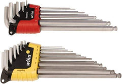 Wiha - 22 Piece L-Key Ball End Hex Key Set - Hex Range 0.05 to 3/8" - USA Tool & Supply