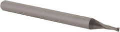 Accupro - 0.044", 0.132" LOC, 1/8" Shank Diam, 1-1/2" OAL, 2 Flute, Solid Carbide Square End Mill - Single End, Uncoated, Spiral Flute, 30° Helix, Centercutting, Right Hand Cut, Right Hand Flute, Series Miniature - USA Tool & Supply