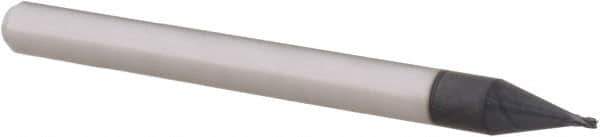 Accupro - 0.025", 0.037" LOC, 1/8" Shank Diam, 1-1/2" OAL, 4 Flute, Solid Carbide Square End Mill - Single End, AlTiN Finish, Spiral Flute, 30° Helix, Centercutting, Right Hand Cut, Right Hand Flute, Series Miniature - USA Tool & Supply