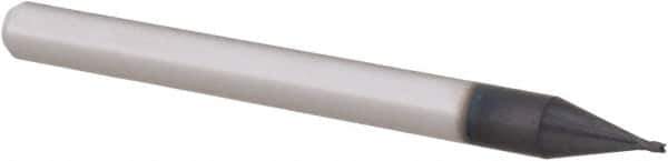Accupro - 0.023", 0.035" LOC, 1/8" Shank Diam, 1-1/2" OAL, 4 Flute, Solid Carbide Square End Mill - Single End, AlTiN Finish, Spiral Flute, 30° Helix, Centercutting, Right Hand Cut, Right Hand Flute, Series Miniature - USA Tool & Supply