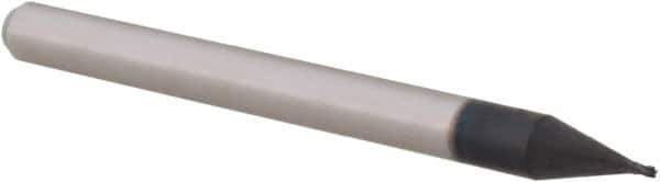 Accupro - 0.022", 0.033" LOC, 1/8" Shank Diam, 1-1/2" OAL, 4 Flute, Solid Carbide Square End Mill - Single End, AlTiN Finish, Spiral Flute, 30° Helix, Centercutting, Right Hand Cut, Right Hand Flute, Series Miniature - USA Tool & Supply