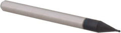 Accupro - 0.022", 0.033" LOC, 1/8" Shank Diam, 1-1/2" OAL, 4 Flute, Solid Carbide Square End Mill - Single End, AlTiN Finish, Spiral Flute, 30° Helix, Centercutting, Right Hand Cut, Right Hand Flute, Series Miniature - USA Tool & Supply