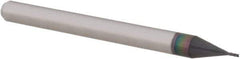 Accupro - 0.02", 0.06" LOC, 1/8" Shank Diam, 1-1/2" OAL, 4 Flute, Solid Carbide Square End Mill - Single End, AlTiN Finish, Spiral Flute, 30° Helix, Centercutting, Series Miniature - USA Tool & Supply