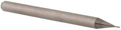 Accupro - 0.015", 0.045" LOC, 1/8" Shank Diam, 1-1/2" OAL, 4 Flute, Solid Carbide Square End Mill - Single End, Uncoated, Spiral Flute, 30° Helix, Centercutting, Right Hand Cut, Right Hand Flute - USA Tool & Supply