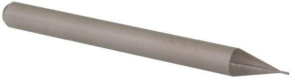 Accupro - 0.012", 0.036" LOC, 1/8" Shank Diam, 1-1/2" OAL, 4 Flute, Solid Carbide Square End Mill - Single End, Uncoated, Spiral Flute, 30° Helix, Centercutting, Right Hand Cut, Right Hand Flute, Series Miniature - USA Tool & Supply