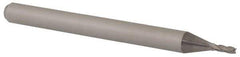 Accupro - 0.041", 0.123" LOC, 1/8" Shank Diam, 1-1/2" OAL, 4 Flute, Solid Carbide Square End Mill - Single End, Uncoated, Spiral Flute, 30° Helix, Centercutting, Right Hand Cut, Right Hand Flute, Series Miniature - USA Tool & Supply