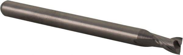 Accupro - 0.12", 0.18" LOC, 1/8" Shank Diam, 1-1/2" OAL, 2 Flute, Solid Carbide Square End Mill - Single End, Uncoated, Spiral Flute, 30° Helix, Centercutting, Right Hand Cut, Right Hand Flute, Series Miniature - USA Tool & Supply