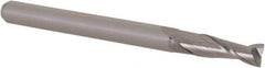 Accupro - 0.115", 0.345" LOC, 1/8" Shank Diam, 1-1/2" OAL, 2 Flute, Solid Carbide Square End Mill - Single End, Uncoated, Spiral Flute, 30° Helix, Centercutting, Right Hand Cut, Right Hand Flute, Series Miniature - USA Tool & Supply