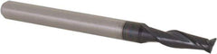 Accupro - 0.11", 0.33" LOC, 1/8" Shank Diam, 1-1/2" OAL, 2 Flute, Solid Carbide Square End Mill - Single End, AlTiN Finish, Spiral Flute, 30° Helix, Centercutting, Right Hand Cut, Right Hand Flute, Series Miniature - USA Tool & Supply