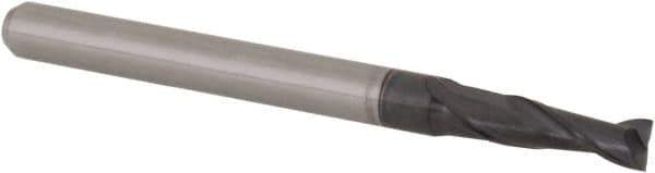 Accupro - 0.105", 0.315" LOC, 1/8" Shank Diam, 1-1/2" OAL, 2 Flute, Solid Carbide Square End Mill - Single End, AlTiN Finish, Spiral Flute, 30° Helix, Centercutting, Right Hand Cut, Right Hand Flute, Series Miniature - USA Tool & Supply