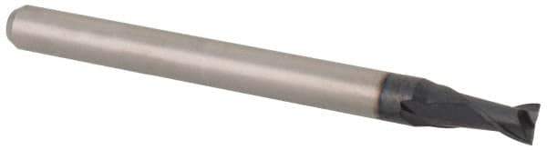 Accupro - 0.1", 0.15" LOC, 1/8" Shank Diam, 1-1/2" OAL, 2 Flute, Solid Carbide Square End Mill - Single End, AlTiN Finish, Spiral Flute, 30° Helix, Centercutting, Right Hand Cut, Right Hand Flute, Series Miniature - USA Tool & Supply