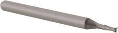 Accupro - 0.056", 0.168" LOC, 1/8" Shank Diam, 1-1/2" OAL, 2 Flute, Solid Carbide Square End Mill - Single End, Uncoated, Spiral Flute, 30° Helix, Centercutting, Right Hand Cut, Right Hand Flute, Series Miniature - USA Tool & Supply