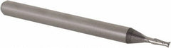 Accupro - 0.048", 0.144" LOC, 1/8" Shank Diam, 1-1/2" OAL, 2 Flute, Solid Carbide Square End Mill - Single End, Uncoated, Spiral Flute, 30° Helix, Centercutting, Right Hand Cut, Right Hand Flute, Series Miniature - USA Tool & Supply