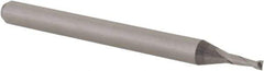 Accupro - 0.046", 0.138" LOC, 1/8" Shank Diam, 1-1/2" OAL, 2 Flute, Solid Carbide Square End Mill - Single End, Uncoated, Spiral Flute, 30° Helix, Centercutting, Right Hand Cut, Right Hand Flute, Series Miniature - USA Tool & Supply